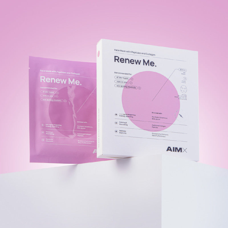 Greito poveikio lakštinė veido kaukė su peptidais ir kolagenu AIMX „Renew Me“